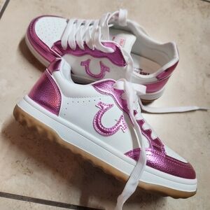 True Religion White and Pink Sneakers, Size 6, Brand New